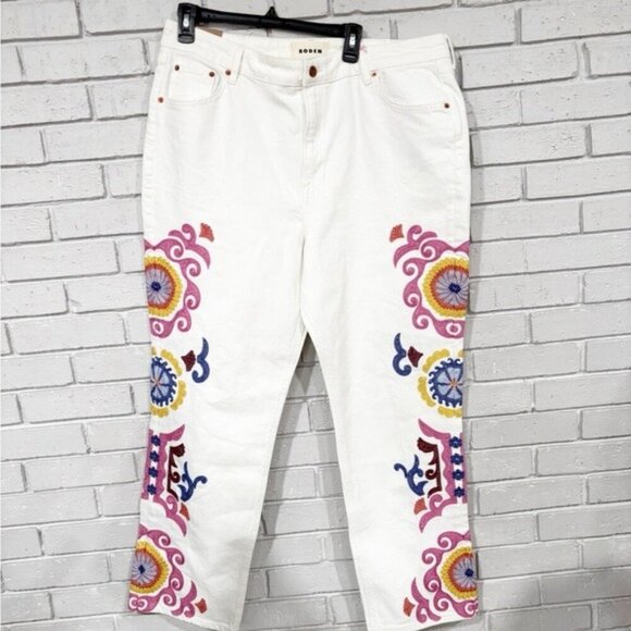 Boden Women's White Embroidered Jeans - Picture 14 of 14